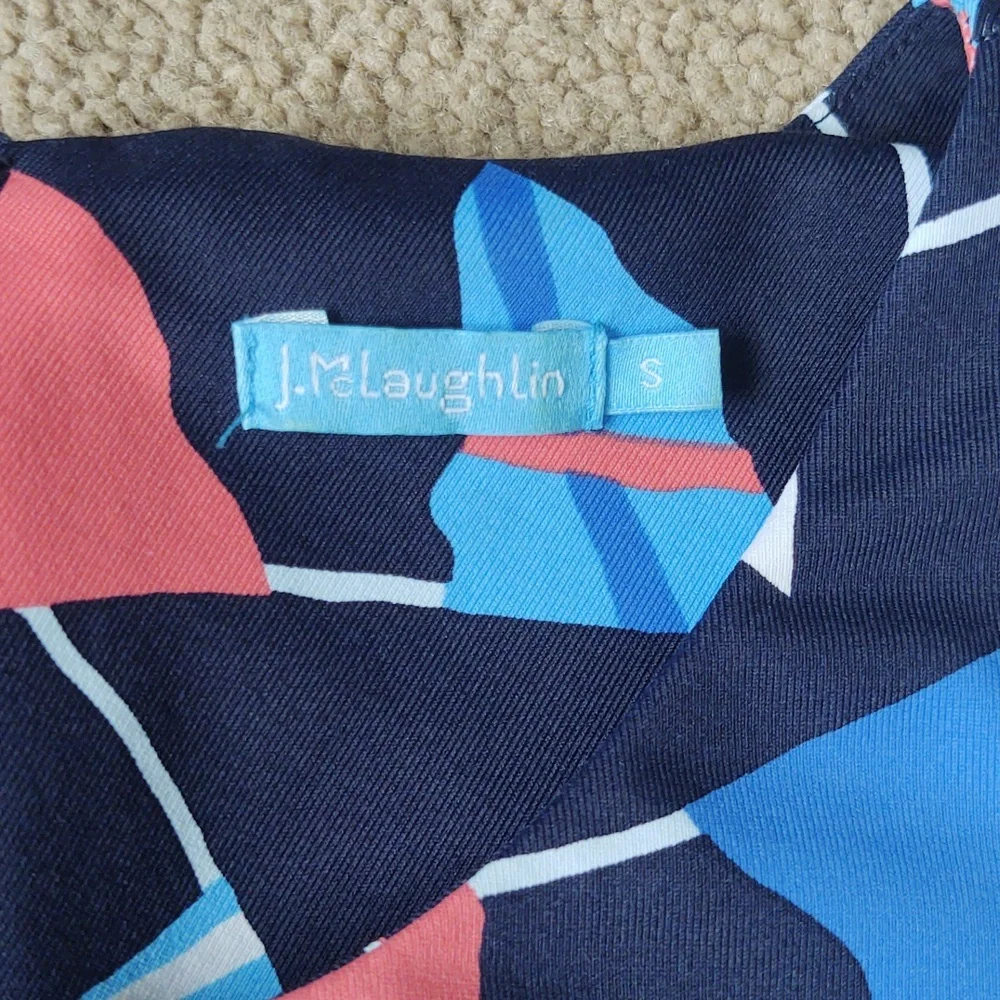 EUC J. McLaughlin Navy Blue Nautical Flags Sheath Dress - Picture 2 of 5